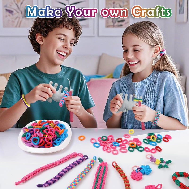 FUNiOi 1000 PCS Cat Weaving Loom Refill for Bracelet Making Kit, DIY Arts and Crafts Supplies, Baby Hair Ties for Girls Ages 6-12, Gift Idea for Kids and Beginners - Image 5